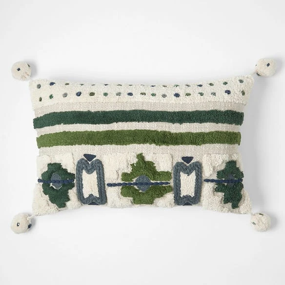 Kota Tufted Cushion - Green/Ivory – Image 2