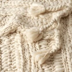 Claudine Hand Knit Throw - Cream