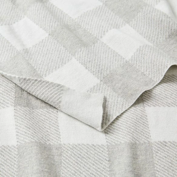 Gingham Kids Throw - Grey /Ivory