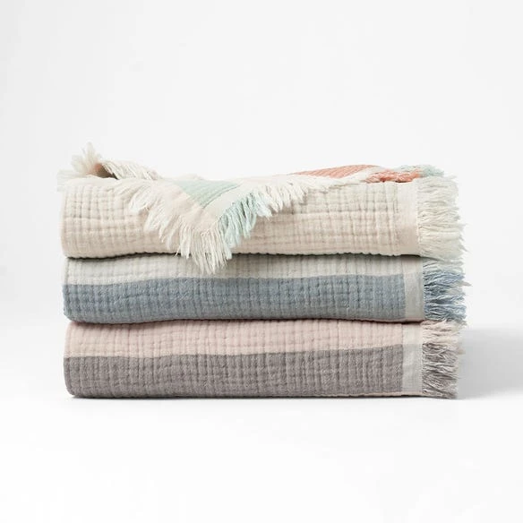 Apollo Muslin Throws - Natural/Charcoal/Cream