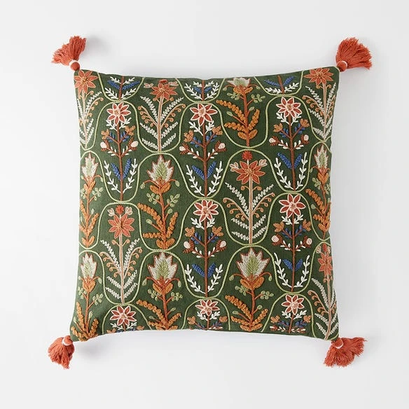 Botany Embroidered Cushion - Sage/Multi – Image 2