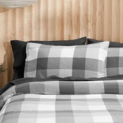 Lincoln Brushed Cotton Quilt Cover - Charcoal Check