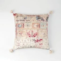 Piper Tassel Cushion - Ivory/Red